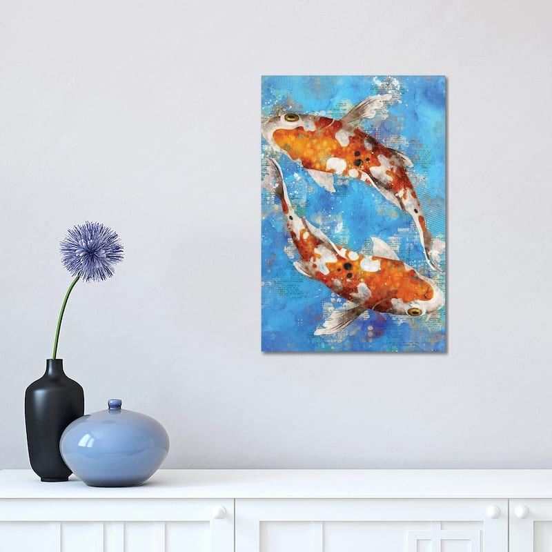 iCanvas "Koi Fishes Blue" by Durro Art Canvas Print - 18x12x1.5