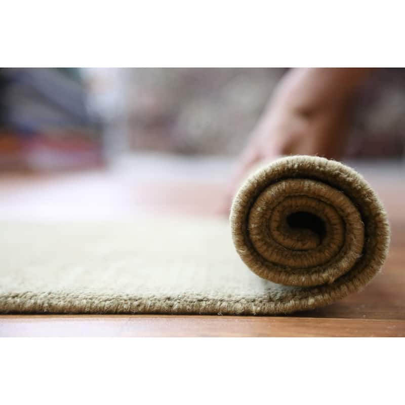 Hand Knotted Oriental 100% Wool Carpet Modern Solid Green Gabbeh Runner Rug - 8' 0'' X 2' 6''
