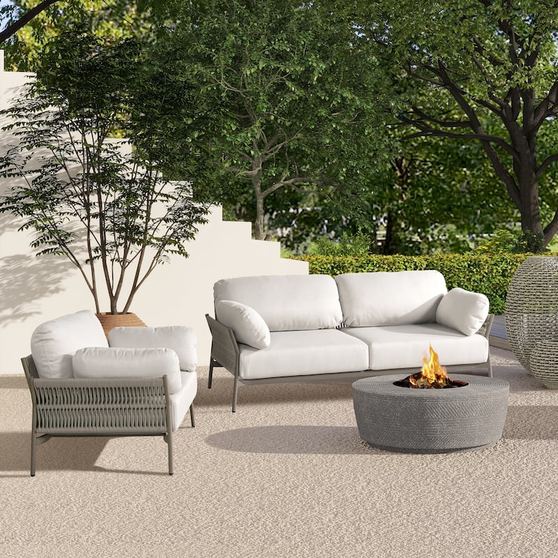 Jasper 73" Wicker Outdoor Patio Sofa with Cushions