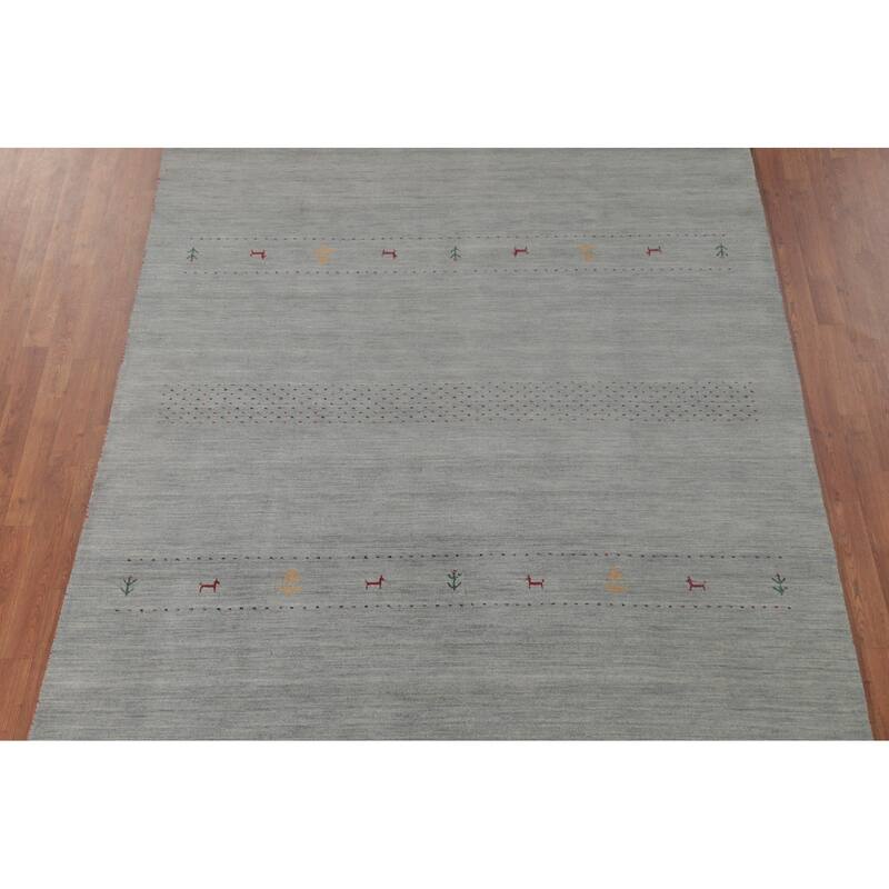 Gabbeh Indian Area Rug Handmade Tribal Blue Wool Carpet - 6'10"x 9'9"