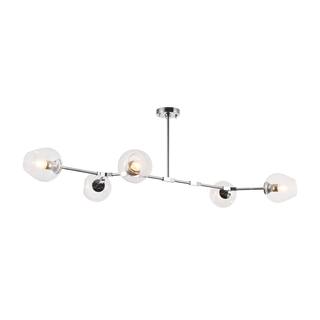 5-Light Chrome Chandelier With Glass Shades