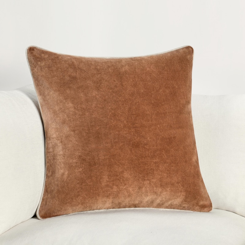 Villa by Classic Home Harriet Velvet Throw Pillow - 22x22 - Hazel Brown