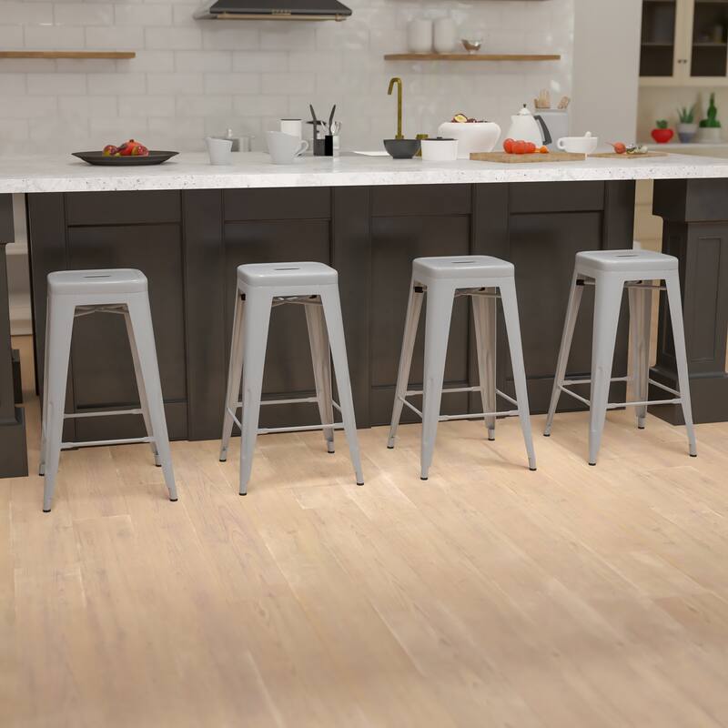 Metal 30-inch High Indoor Stackable Bar Stool (Set of 4)