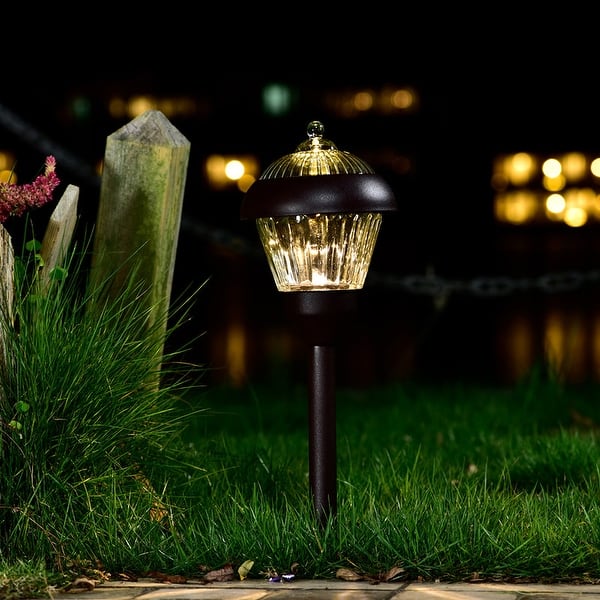 Bell + Howell Disk Lights Stone – Heavy Duty Outdoor Solar Pathway Lights – 8 LED, Auto On/Off, Water Resistant, with Included Stakes, for Garden, Yard, Patio and Lawn -As Seen on TV