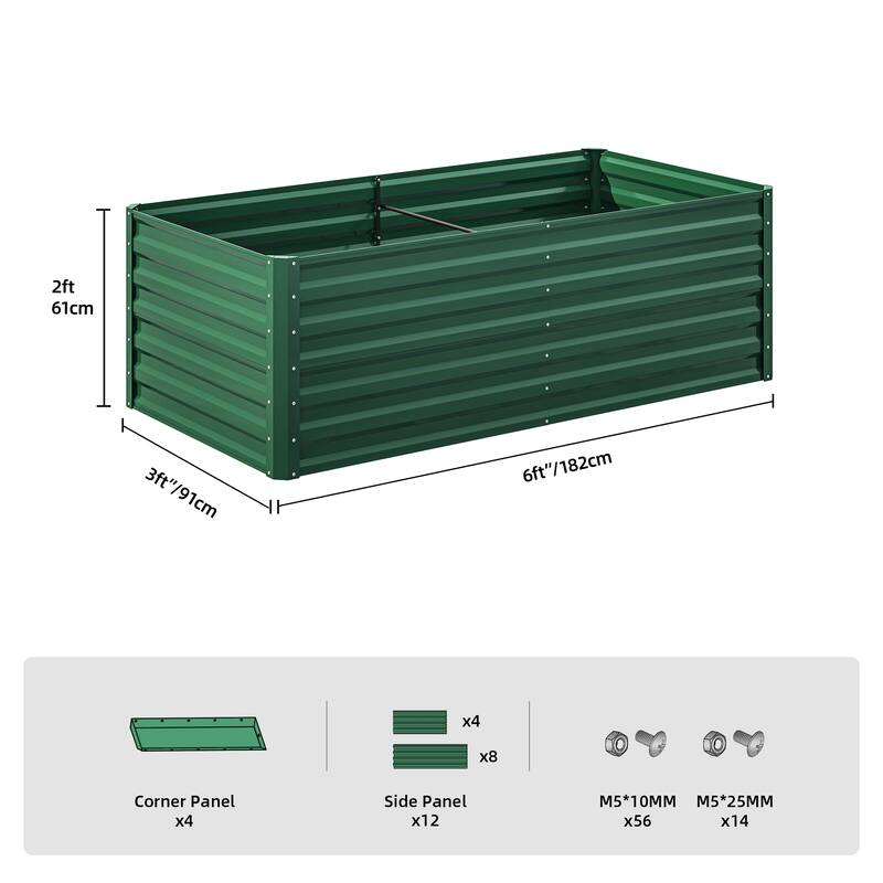 Moasis Outdoor Metal Raised Garden Bed with Gloves