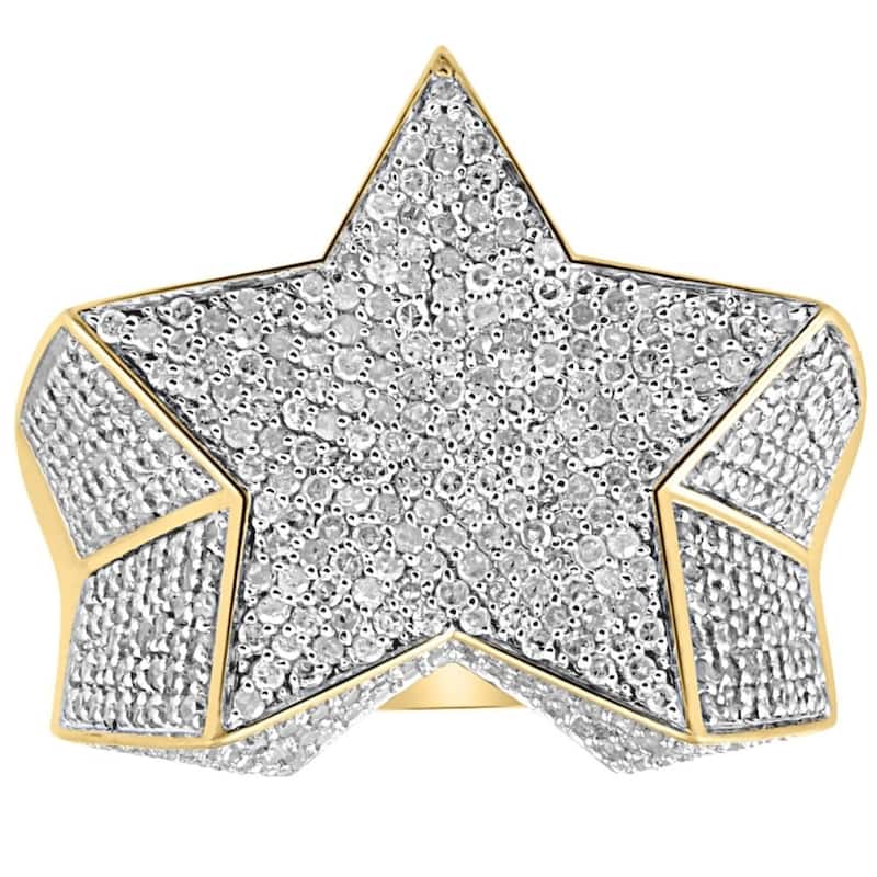 2Ct Diamond Men's Yellow Gold Star Ring