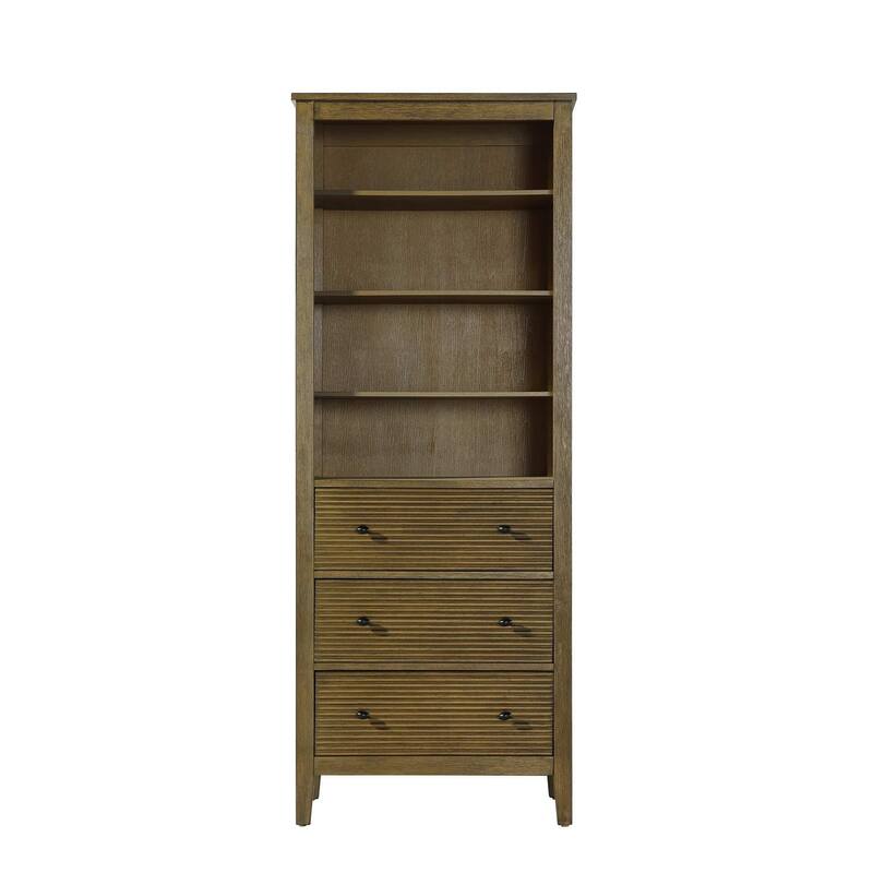 Kensington 16-28 Inch Open Shelving Bath Storage Cabinet - Hazel Oak - 28"