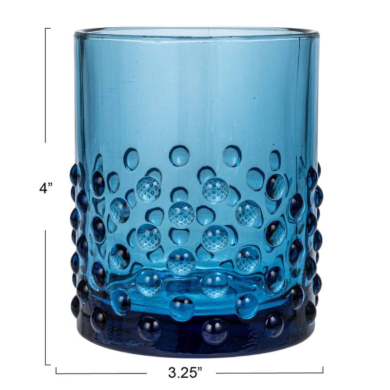 Hobnail Drinking Glass - 3.3"L x 3.3"W x 4.0"H