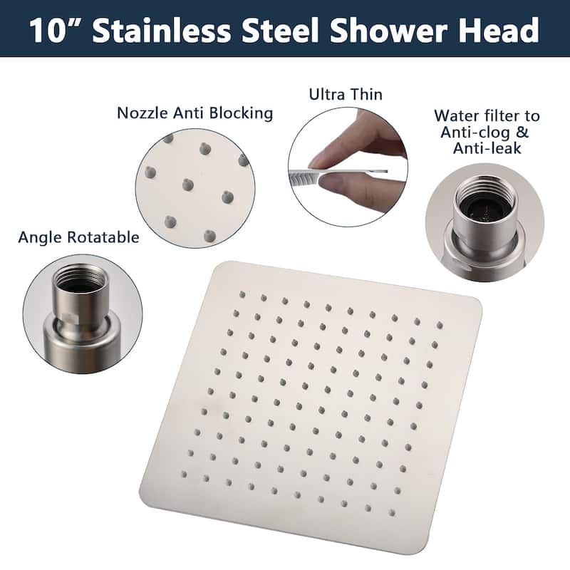 YASINU 10 inch Rain Shower Head with Adjustable Arm