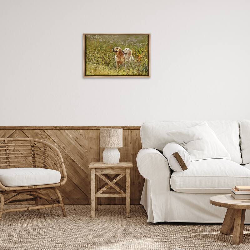 Stupell Happy Dogs Field Day Framed Floater Canvas Wall Art Design By Sueellen Ross