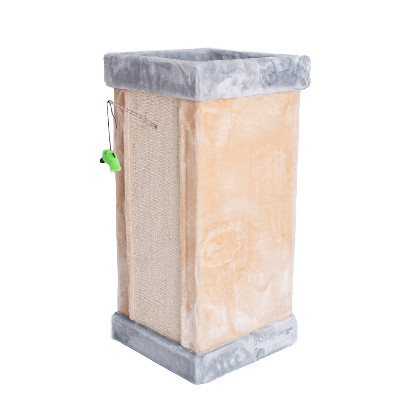 Double Condo Real Wood Cat House With Scratching Carpet For Cats - Beige