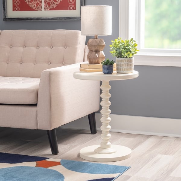 slide 2 of 9, Linon Kallie Round Spindle Accent Table Off White