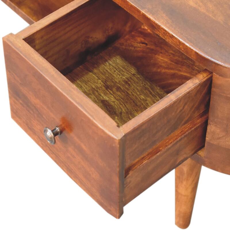 Artisan Furniture Solid Wood Chestnut Round Open Media Unit, Open storage With one Drawer - n/a