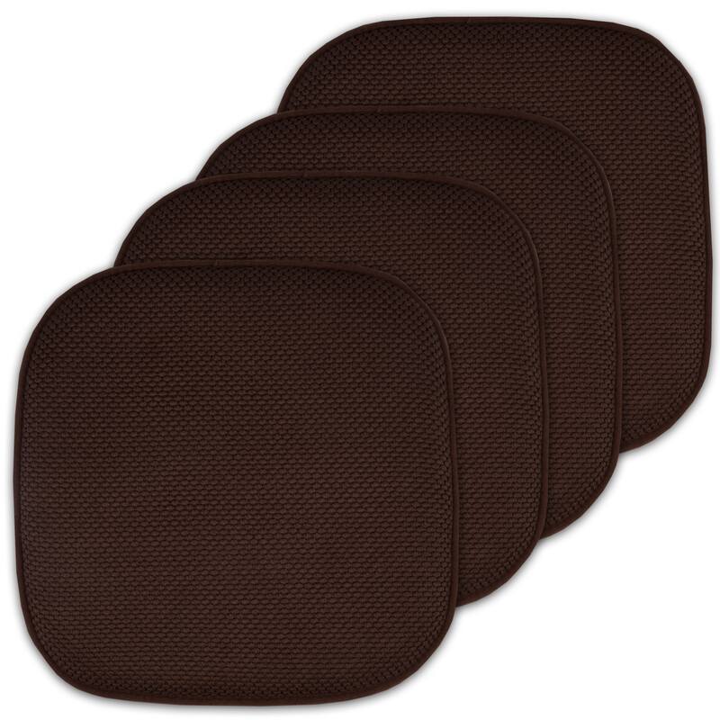 16-in. Square Non-slip Memory Foam Seat Cushions (2 OR 4) - 16 X 16 - Set of 4 - Brown
