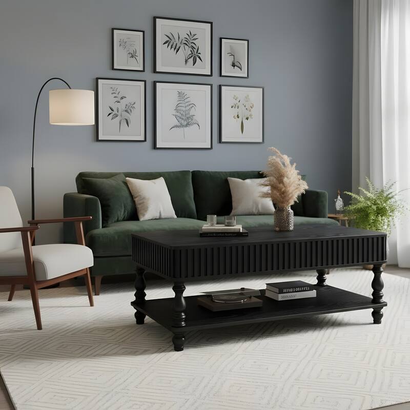 Rustic Style Lift-Top Coffee Table with Hidden & Open Storage