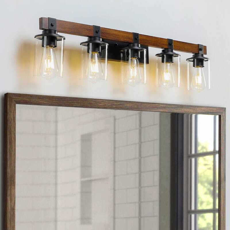 Rustic Farmhouse Bathroom Vanity Light Fixture with 3/4/5/6 Lights