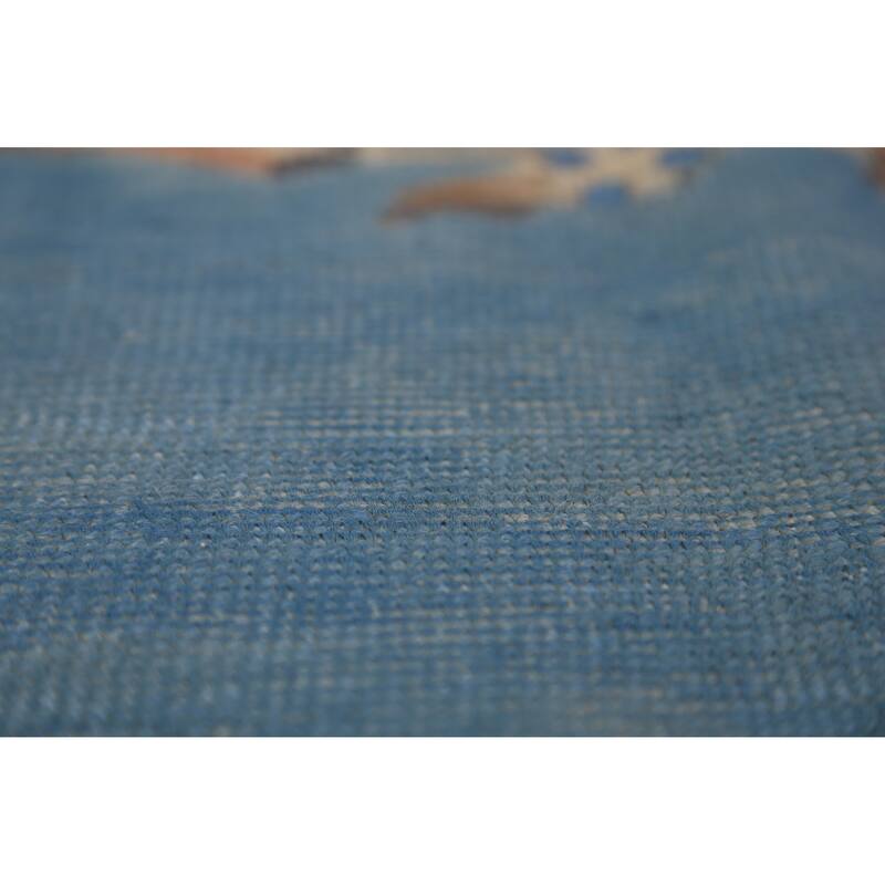 Traditional Blue Tabriz Persian Area Rug Hand-Knotted Wool Carpet - 9'4"x 12'5"