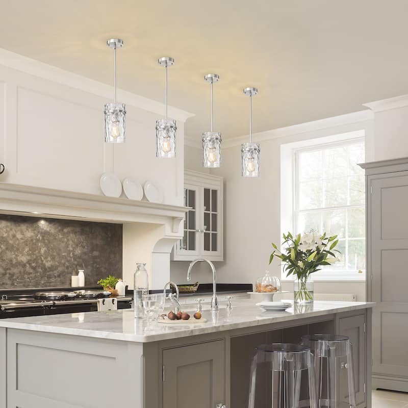 Starsky Modern Clear Hammered Glass Kitchen Island Pendant Light