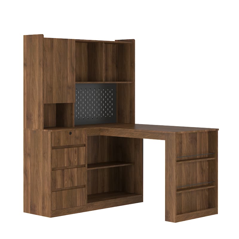 L-Shaped Study Table Writing Desk,Corner Gaming Computer Desk with Storage