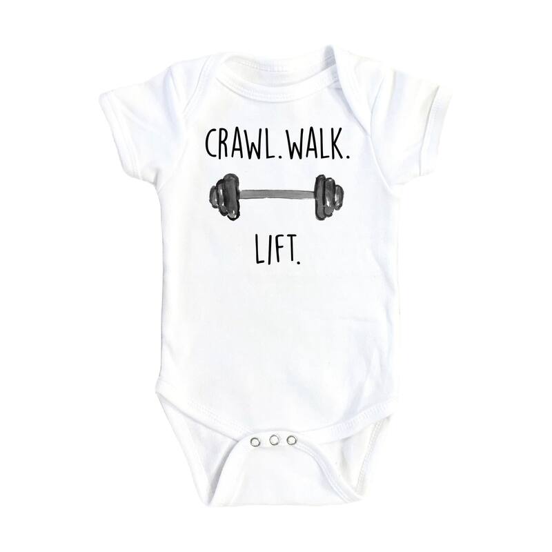 Gym Crawl Lift - Baby Boy Girl Clothes Infant Bodysuit Funny Cute Newborn - Pink - 0-3M