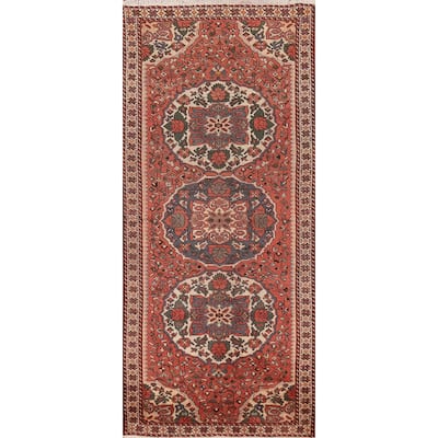 Floral Bakhtiari Persian Vintage Runner Rug Hand-Knotted Wool Carpet - 3'7"x 10'1"