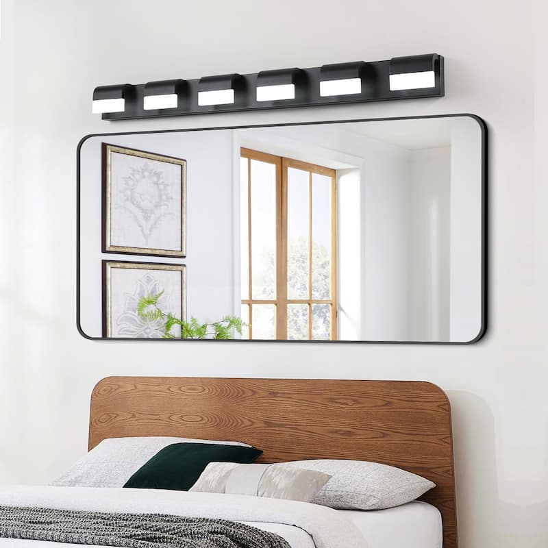 Modern Bathroom Vanity Lighting 6-Light LED Vanity Lights Over Mirror Bath Wall Lighting - Black