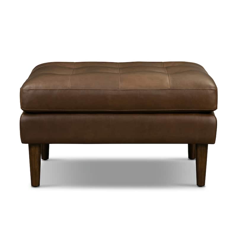 Poly & Bark Napa Ottoman - Full Grain Genuine Italian Leather - Cocoa Brown