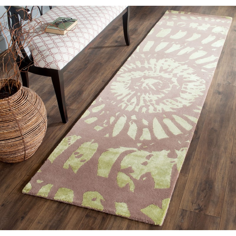 SAFAVIEH Handmade Capri Jica Modern Wool Rug - 2'3" x 9' Runner - Plum/Mist