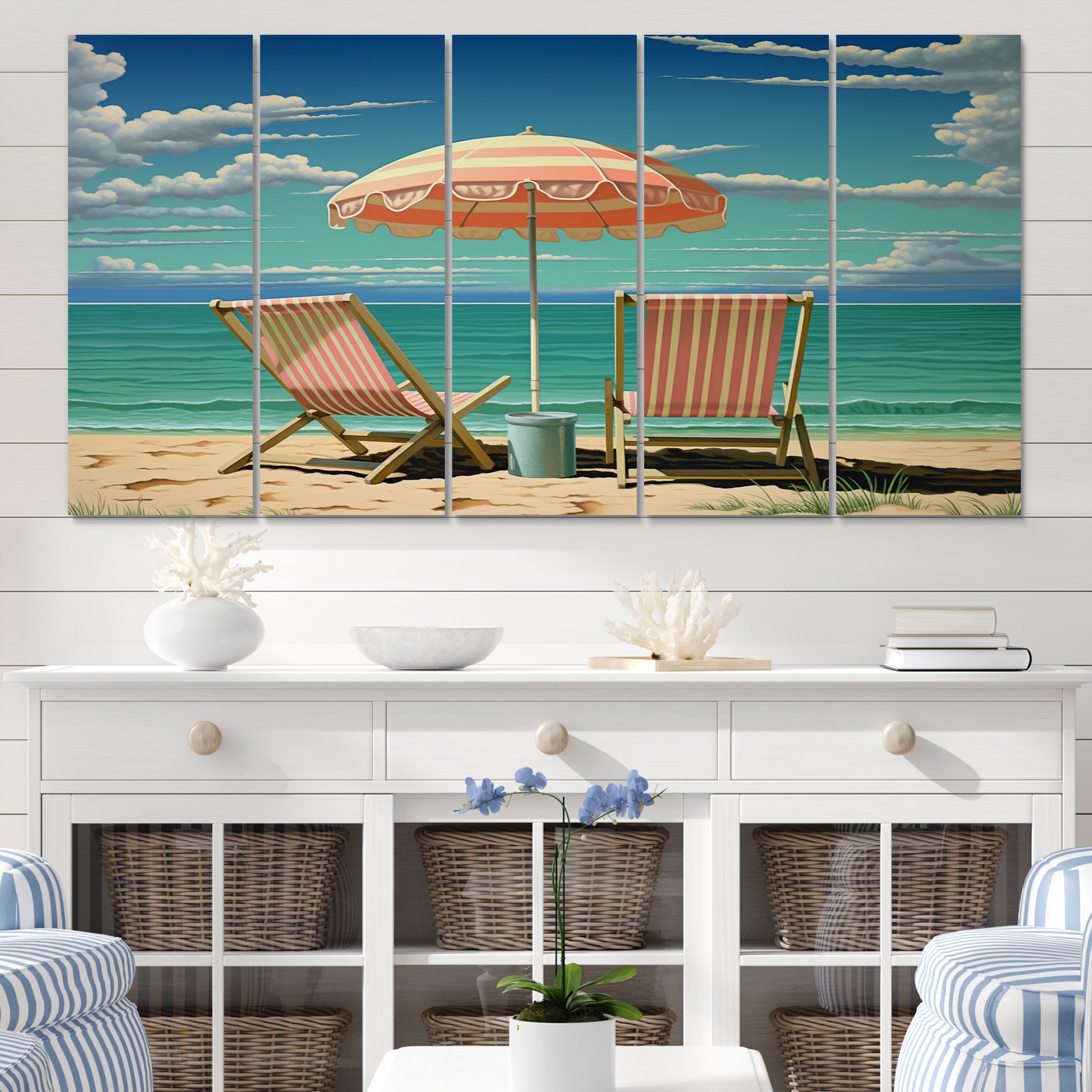 Coastal best sale print chairs