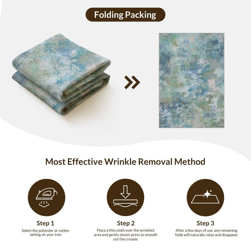 Mcow Modern Machine Washable Low Pile Lightweight Soft Print Area Rugs - Blue - 5'X7' - Rectangle