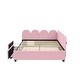 preview thumbnail 3 of 11, Pink Full Size Velvet Platform Bed Daybed with 2 Drawers