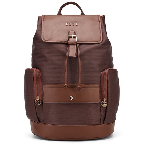 slide 2 of 15, ELLE Eleganza 25L Monogram Backpack Brown