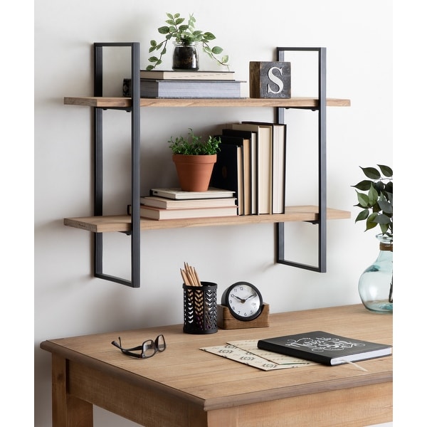 Kate and Laurel Leigh Wood and Metal Wall Shelf - Bed Bath