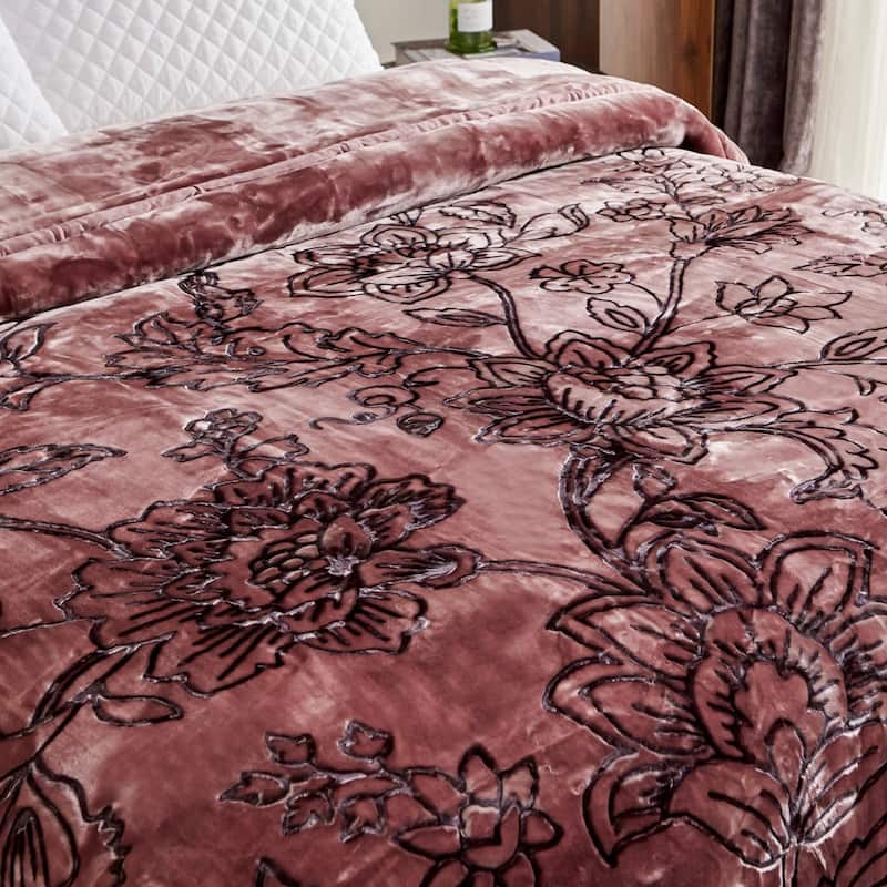 Reversible 10.5 Pounds Plush Fleece Blankets, 2 PLY A&B Design 87" x 95" Bed Blankets for Winter