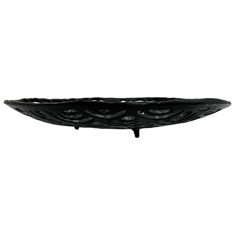 Decorative Handmade Aluminum Round Platter Bowl in Black
