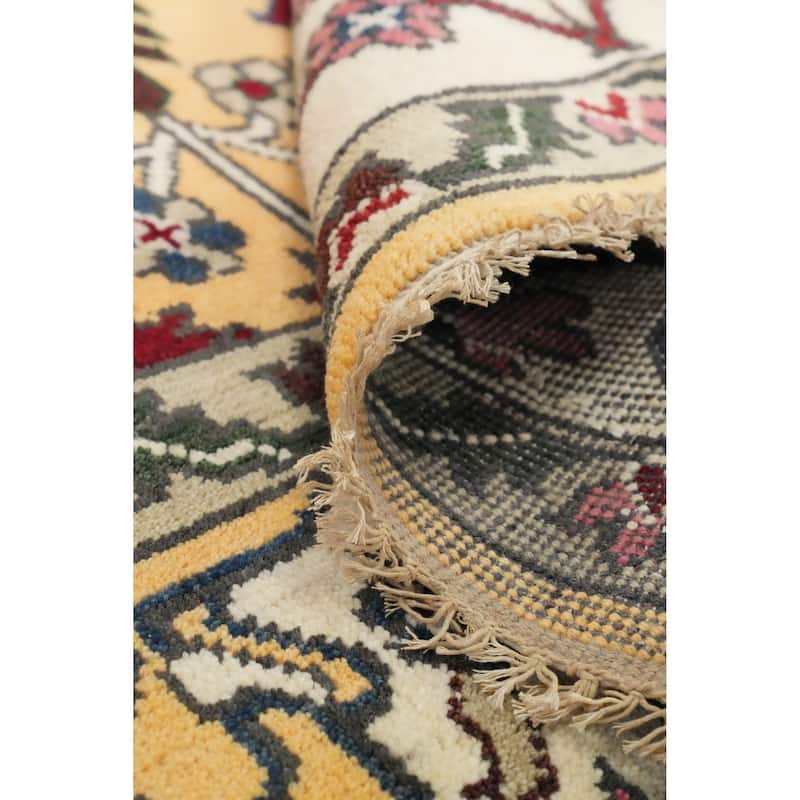Hand Knotted Oriental 100% Wool Carpet Traditional Floral Yellow & Gold Ziegler Area Rug - 9' 11'' X 8' 0''