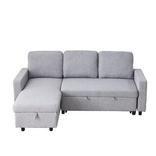 L-shaped Linen Fabric Sectional Sleeper Sofa, Modern 78.8" Upholstered ...