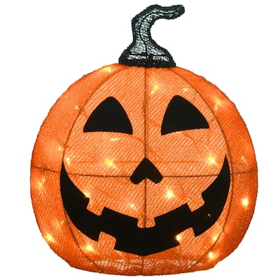National Tree Company Halloween Pre-Lit Smiling Jack O' Lantern Outdoor Decoration, LED Lights, 16 Inches