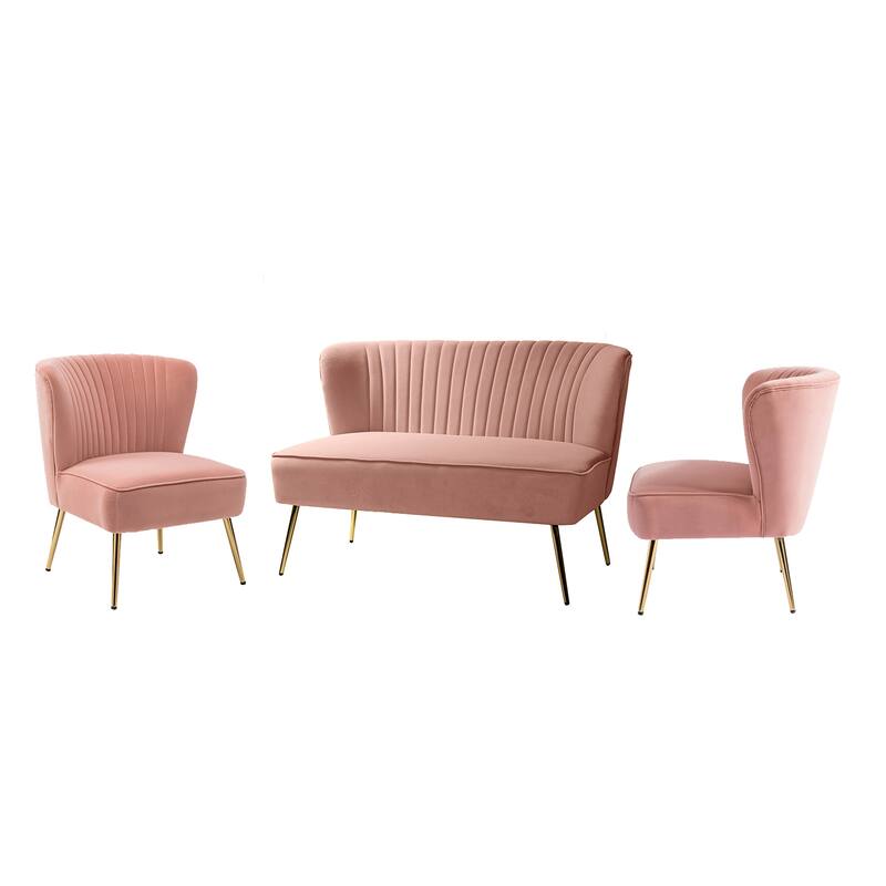 Delicia 3 Piece Living Room Set with Golden Legs by HULALA HOME
