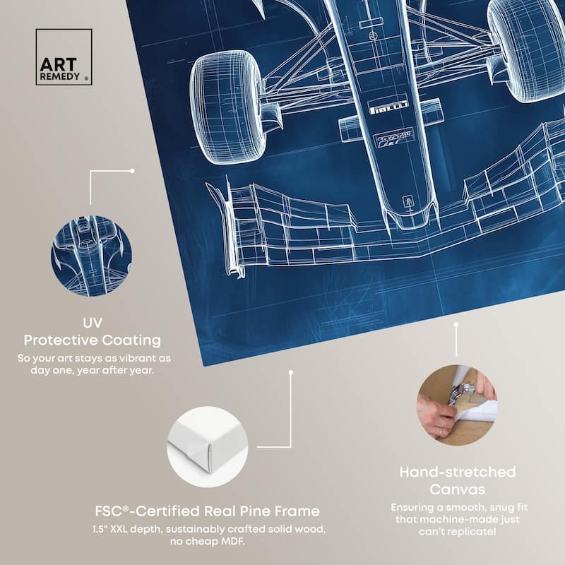 Race Car Blueprint Canvas by Art Remedy, Gallery Wrapped