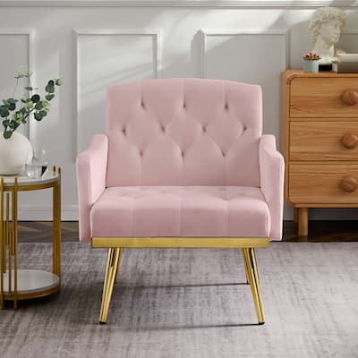 Velvet Fabric Armchair chair with gold legs for living room and bedroom
