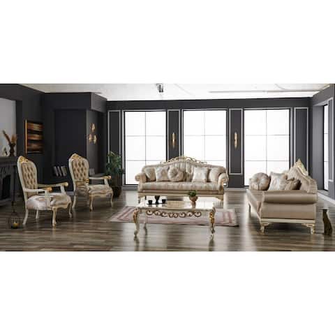 Karsi Traditional Style 5 Pieces Living Room Set 2 Sofa 2 Chair 1 Coffe Table