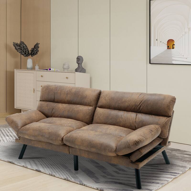 70.08" 2-Seater Sofa Bed, Linen, Microsuede, Teddy
