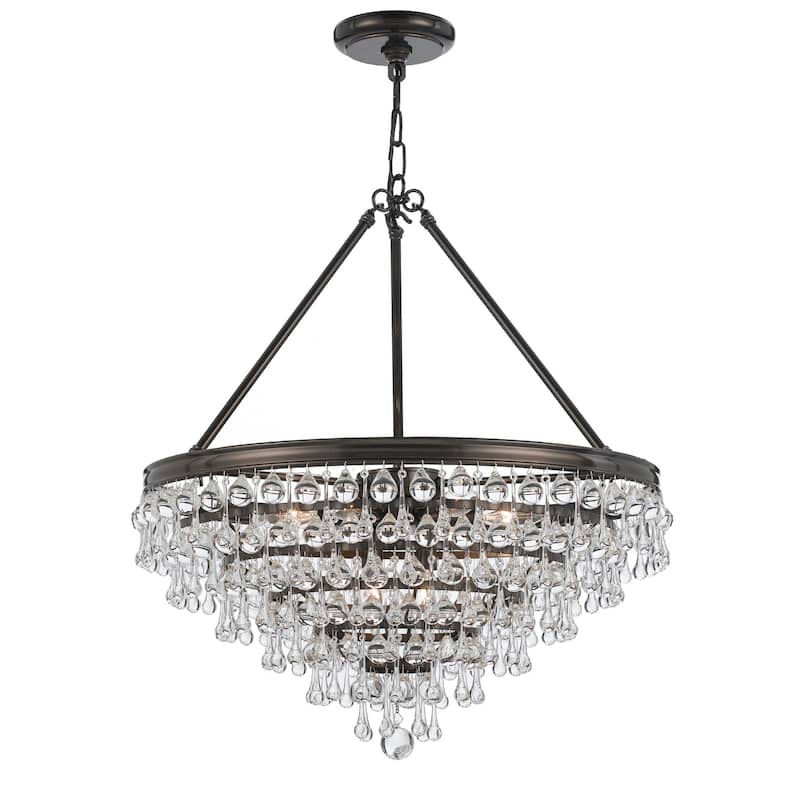 Calypso 8 Light Crystal Teardrop Bronze Chandelier - 25'' W x 27'' H