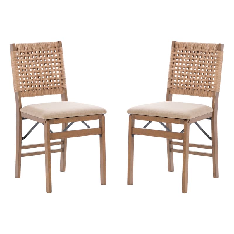 Joslyn Natural Woven Back Folding Dining Chair (Set of 2)