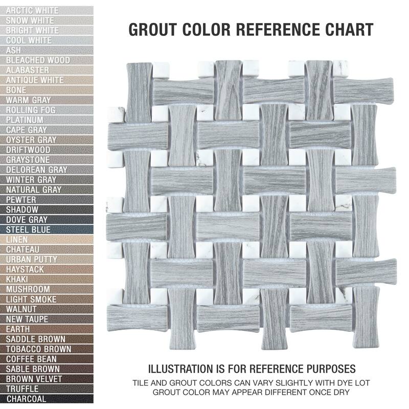 Merola Tile Llama Dog Bone Basketweave Silver Smoke/Calacatta Dot 10" x 10" Porcelain Mosaic Floor and Wall Tile