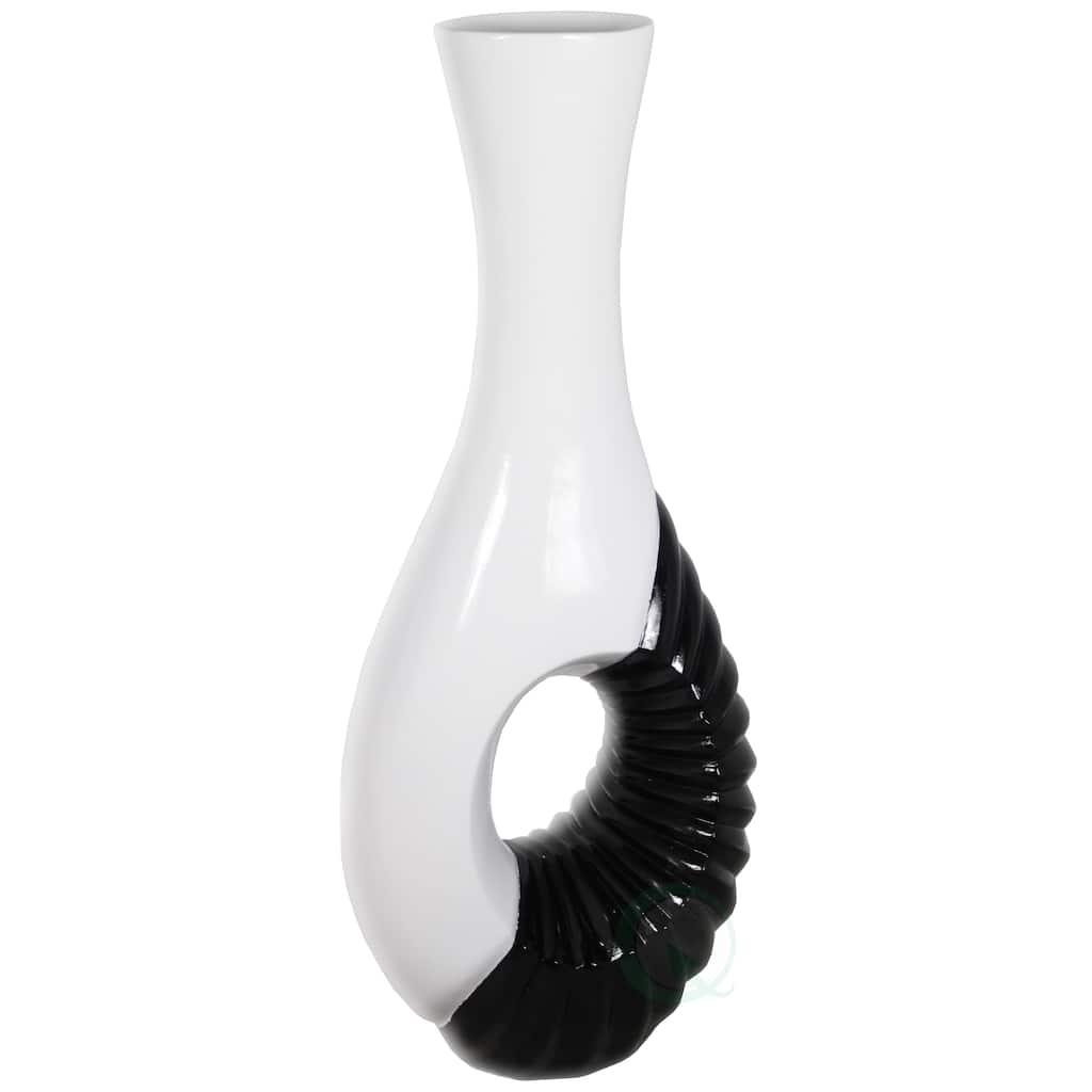 Modern Black and White Large Floor Vase - 43 Inch Tall, Contemporary Home Decor, Minimalist Design, Elegant Room Accent