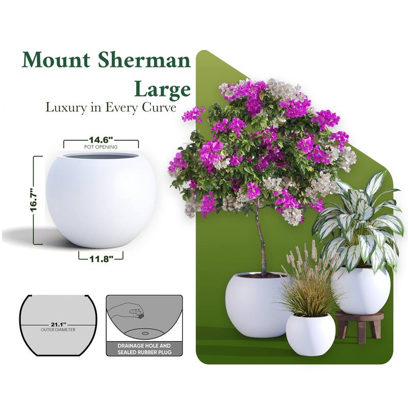 DTY Signature Mount Sherman 1-Piece Fiberstone Planter for Indoor/Outdoor