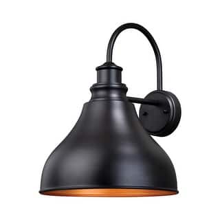 VAXCEL Delano 1-Light Oil Burnished Bronze Dusk to Dawn Sensor Farmhouse Outdoor Wall Sconce, Steel Shade, Dark Sky Compliant