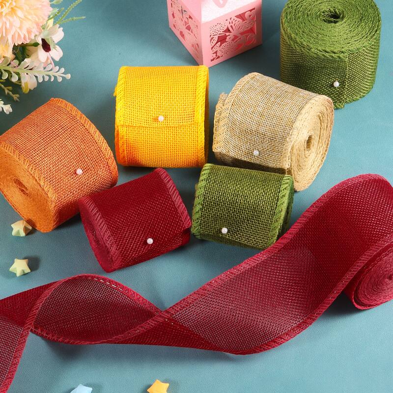 Burlap Wired Ribbons, 2.4inch x 3yards Natural Burlap Weave Ribbon
